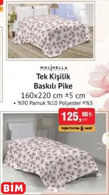MOLİNELLA TEK KİŞİLİK BASKILI PİKE